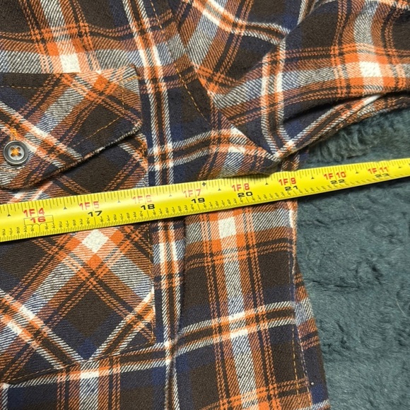 Men's Navy/ Orange Plaid Shirt large - Picture 5 of 8